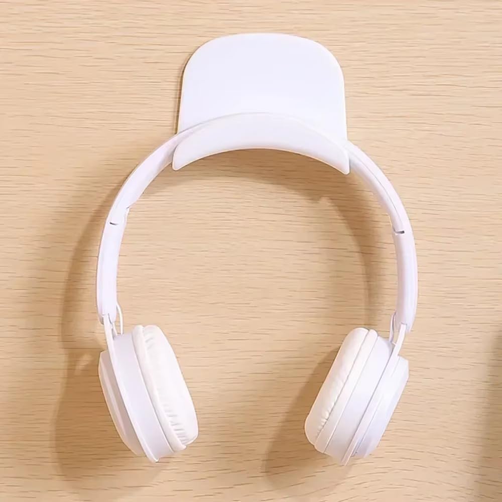 Universal Microphone Stand Headphone Bracket Storage Hook Dormitory Wall-Mounted Computer Headset Holder Earphone Display Holder (White)
