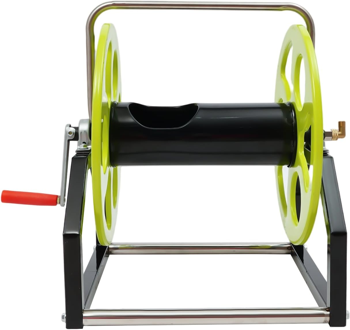 Heavy Duty Garden Hose Reel Cart, 328FT Capacity for 0.55-Inch Hose | Floor Standing Metal Water Hose Reel with Easy-Wind Crank Handle (Hose Not Included)