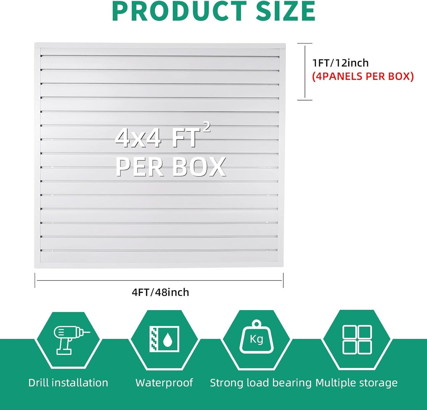 Slatwall Panel 4x4 ft Garage Mounted Storage, White Slat Wall Paneling Garage Organizers Storage, Peg Board Tool Organization PVC Wall Panels, Garage Slat Wall Storage Systems Pegboard Wall Organizer