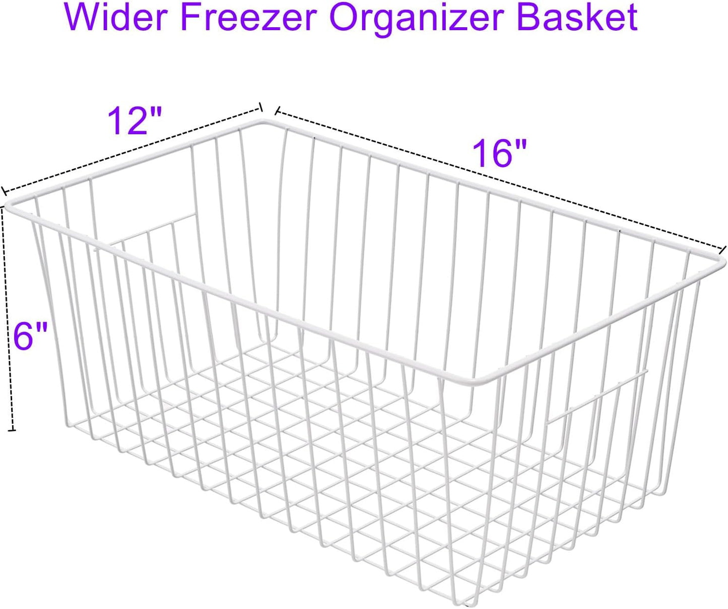 16inch Upright Freezer Organizer Baskets for 13-14,16-21 cu.ft Standup Freezer, Settle freezer chaos and reduce food waste effectively, Durable, Fully Use Space, Improve Air Circulate,Pack 3