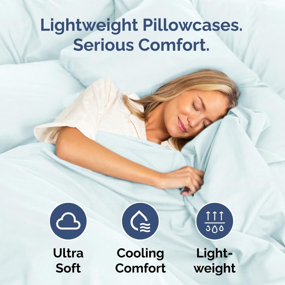 Queen Pillow Cases - 4 Pack - Super Soft Pillowcase Covers - Envelope Enclosure - Hotel Quality Pillow Protectors - Wrinkle Free, Shrink and Stain Resistant - Machine Washable - 20" x 30" (Ice Blue)