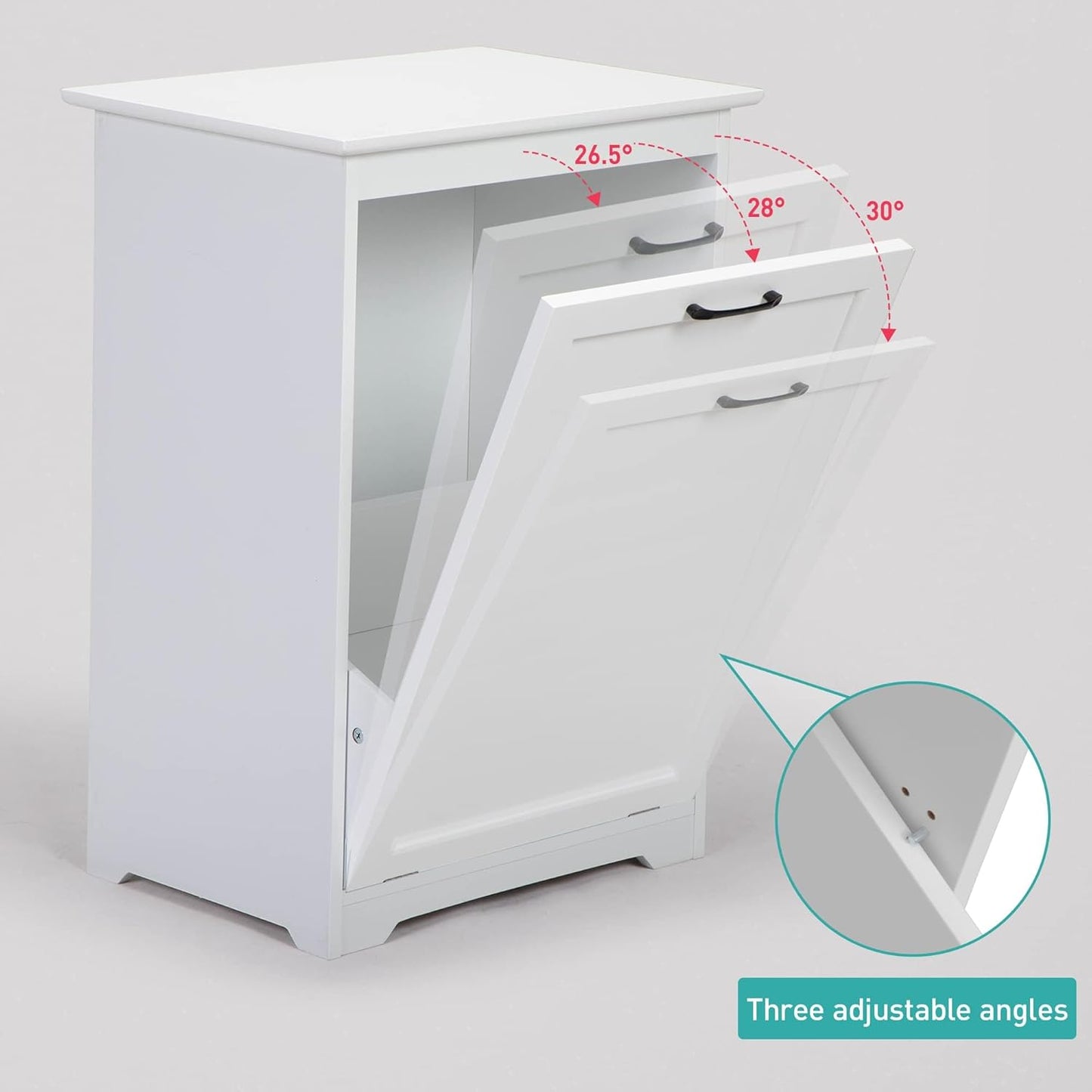 JAXPETY Tilt Out Trash Cabinet Kitchen Trash Can Holder Wood Laundry Hamper Recycling Trash Cabinet with Angle Adjustable Door, White (Single Door)