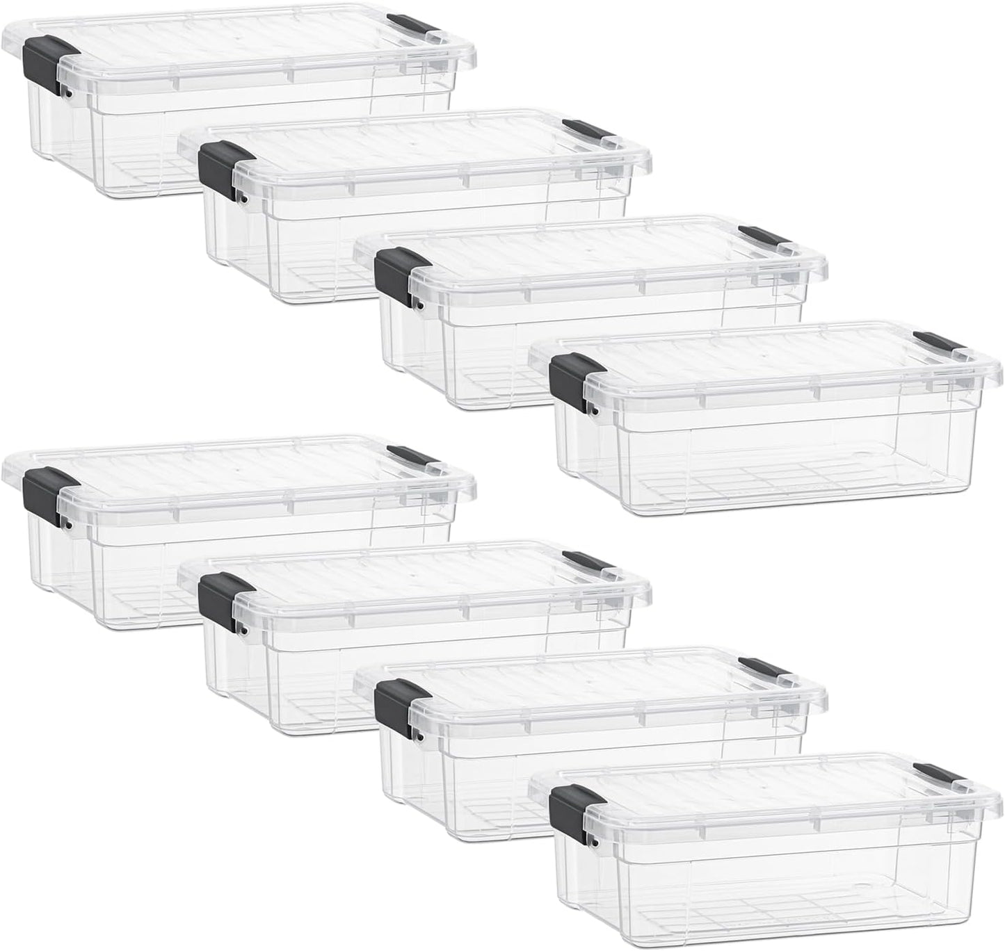 Superio Storage Bins with Lids- 8 Pack, 7.4 Qt Clear Boxes for Organizing, Stackable Plastic Containers- BPA Free, Non-Toxic, Odor Free, Organizer for Home, Office, Dorm