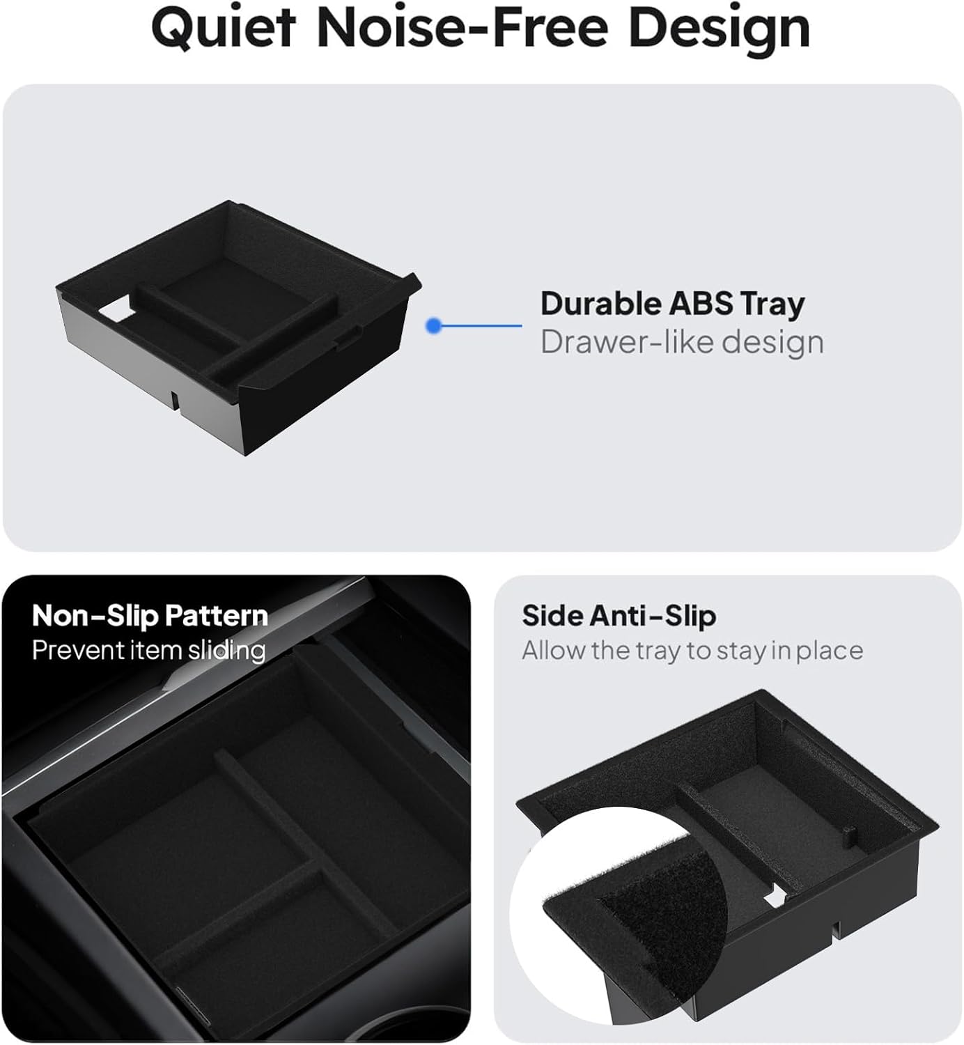 4PCS Upgraded Tesla Model Y Juniper (2025–2026) Accessories & Tesla Model 3 (2025 Highland) Accessories Center Console Organizer, Hidden Storage Box, Cup Holder, and Armrest Drawer Organizer