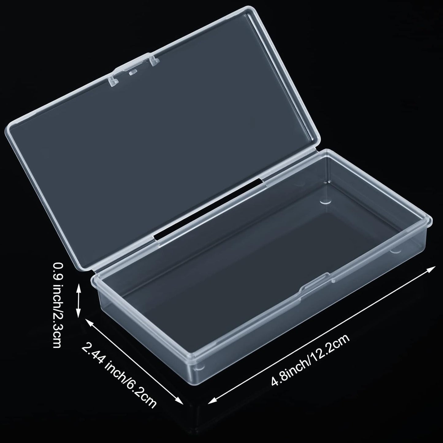 SATINIOR 24 Packs Small Clear Plastic Beads Storage Containers Box with Hinged Lid for Storage of Small Items, Crafts, Jewelry, Hardware (4.8x2.44x0.9 Inches)
