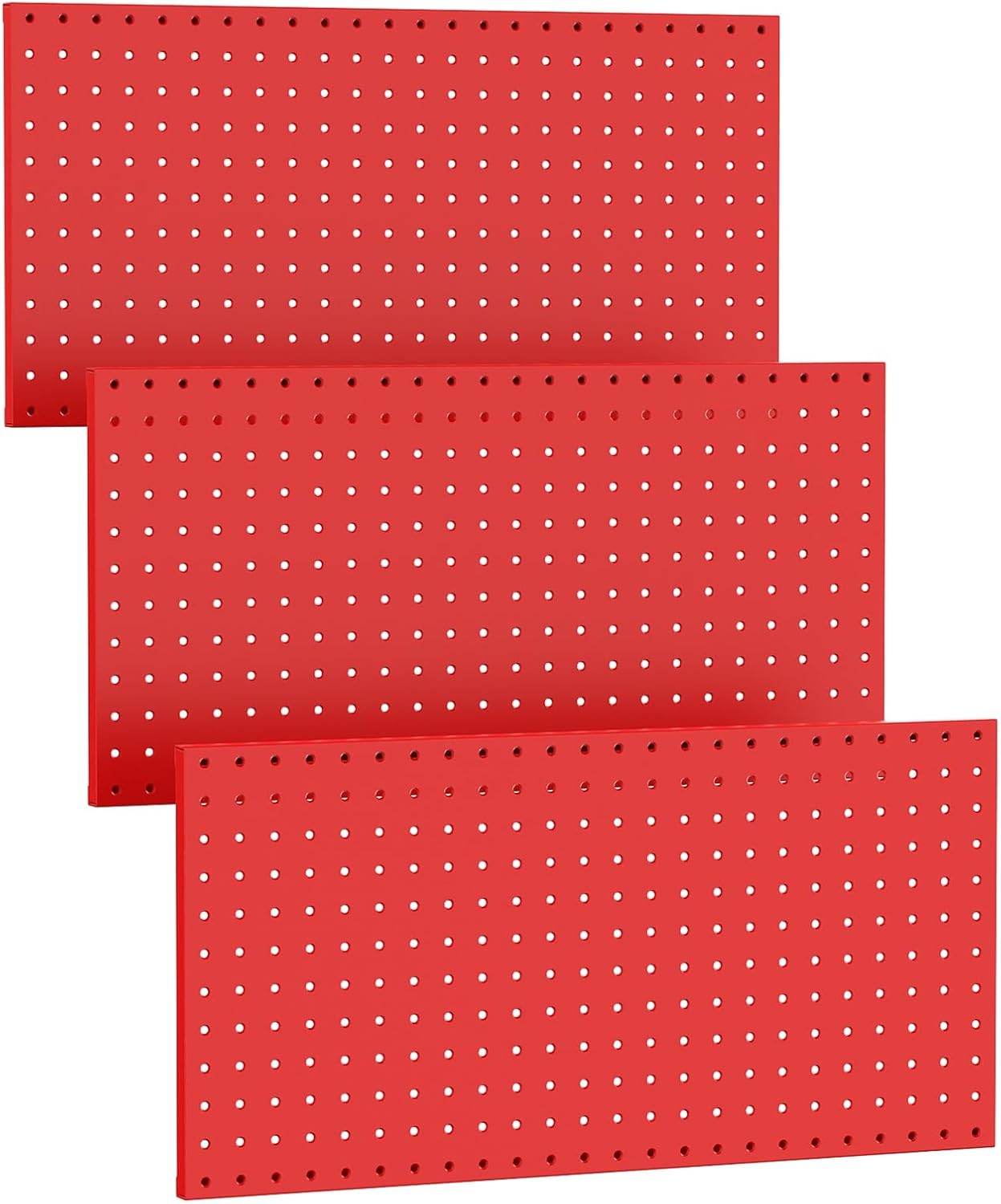TORACK 3 PCS Metal Pegboard Panels(12x24 inch) for Wall Garage Tools Storage Pegboard System for Workbench, Modular Peg Board Tool Organizer Board Kit(Pack of 3, Red)