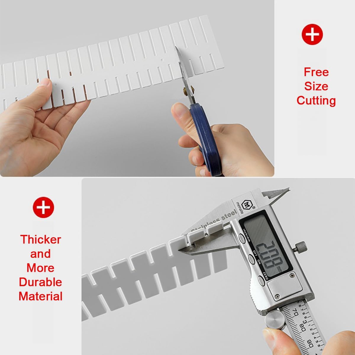 24pcs freely adjustable drawer dividers for organizing messy clothes, cosmetics, stationery, tableware, daily sundries, suitable for kitchen, living room, bathroom, study, office (white)