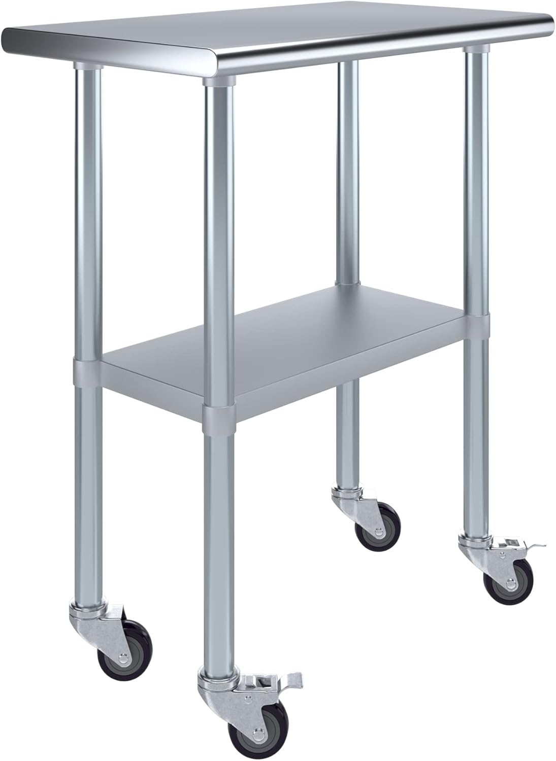 AmGood 30" Long x 18" Deep Stainless Steel Table with Casters