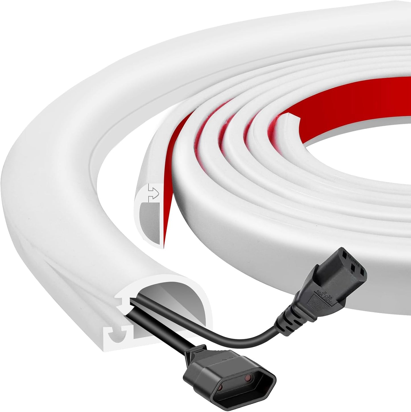Silicone Wall Wire Hider, Side Open Wire Covers for Cords on Wall, 10FT Self-Adhesive Flexible Cord Hider for Mounted TV, Home Office, Cavity 0.63" W x 0.31" H