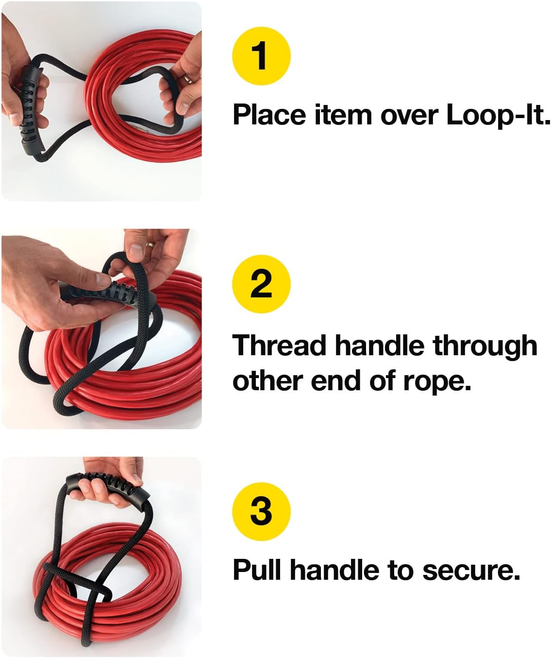 Loop-It Storage Straps by Wrap-It Storage - 24-inch (3-Pack) Black - Extension Cord Organizer, Vacuum Hose Holder, Shop Storage, Air or Water Hose Organizer for your Home, Garage, Boat, RV and More