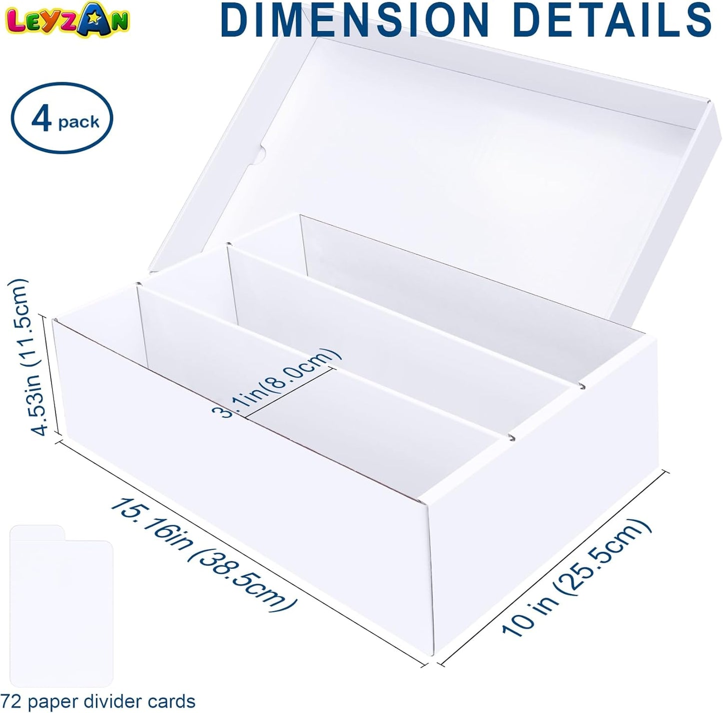 Trading Card Storage Box 4 Pack–2400 Count Cardboard Organizer with Dividers for MTG, TCG, Sports, Toploader, Commander