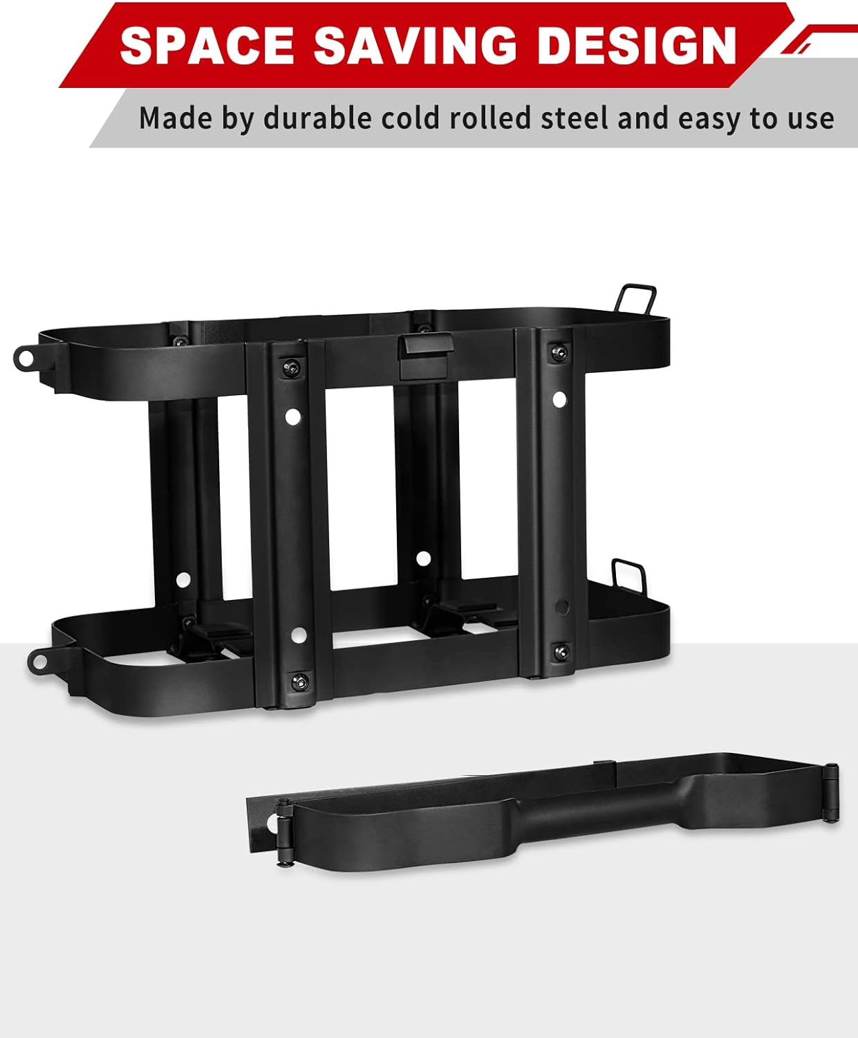 2024 Upgrade Jerry Can Mount Holder: Lockable Jerry Gas Can Holder Rack, 5 Gallon (20 Liter), Reinforced Welding