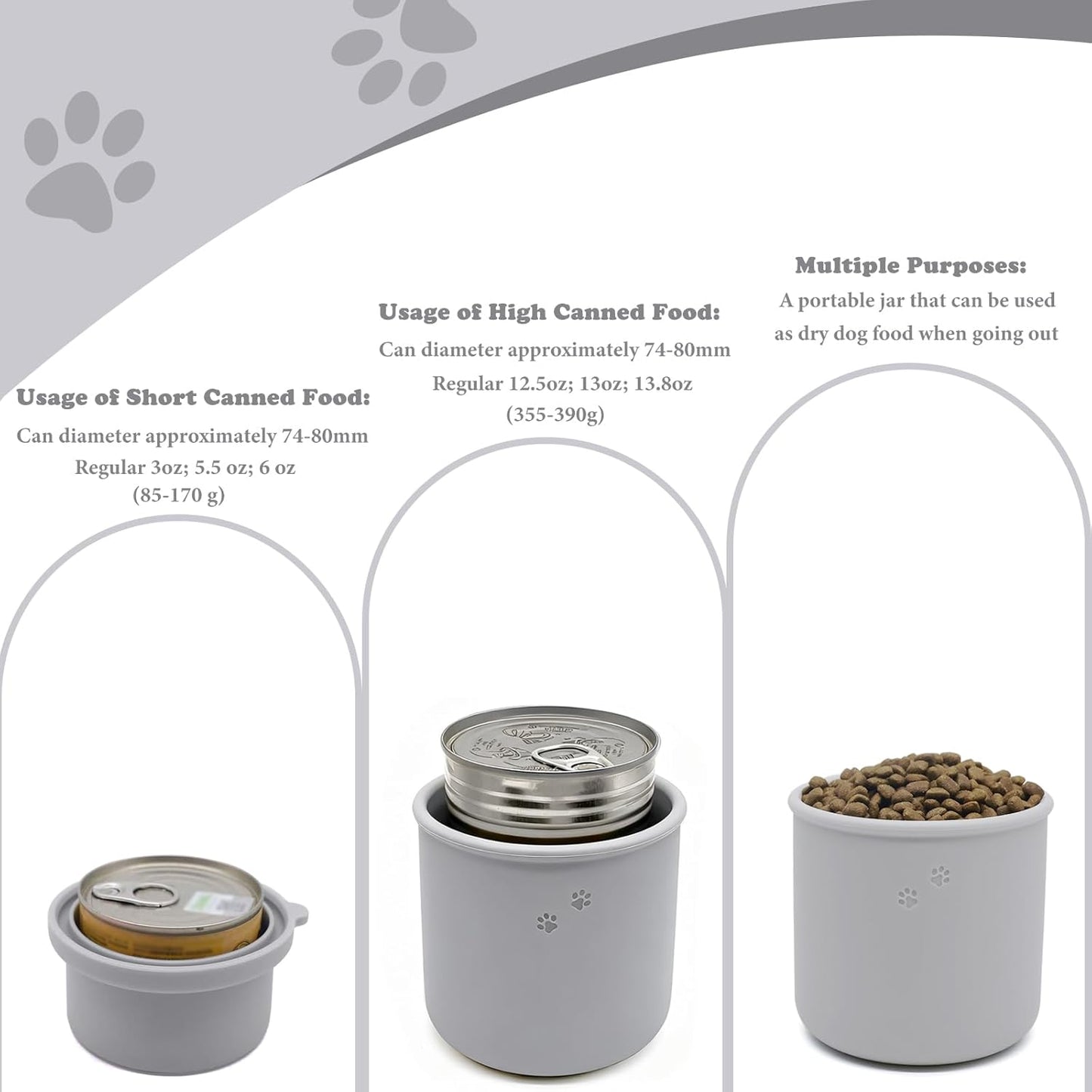 Original Canned Dog Food Storage Container | Silicone Can Cover Pet Food Sealer | BPA Free, Airtight, Dishwasher & Freezer Safe (Grey)