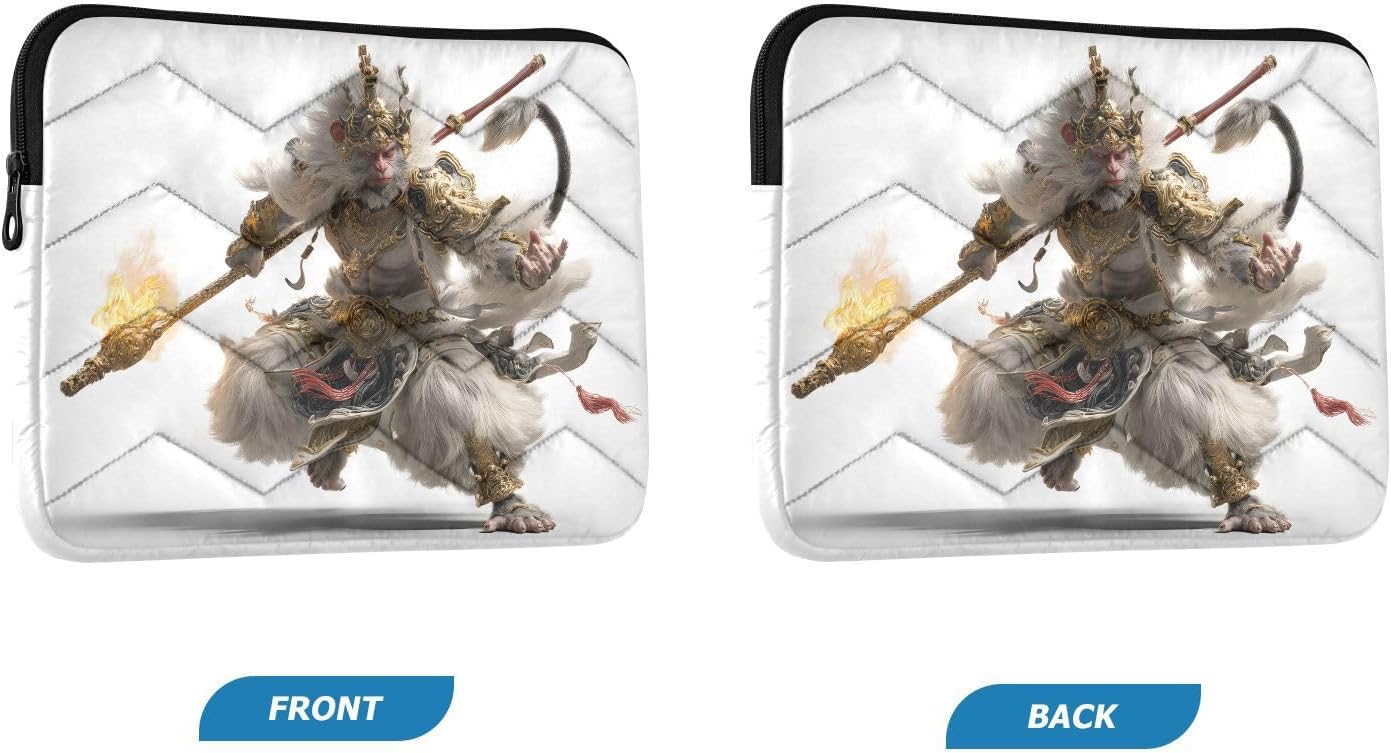 Quilted Laptop Sleeve Case,Slim Portable White Computer Protective Cover,Wukong(13'' - 14'')