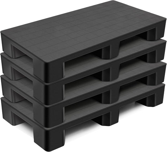 1 Pcs Plastic Pallet for Basement Storage Easy Stack Lightweight Floor Pallet Display Flooring Room Supermarket Christmas, Support up to 2000 Lbs (40'' L X 20'' W X 5.5'' H,Black)