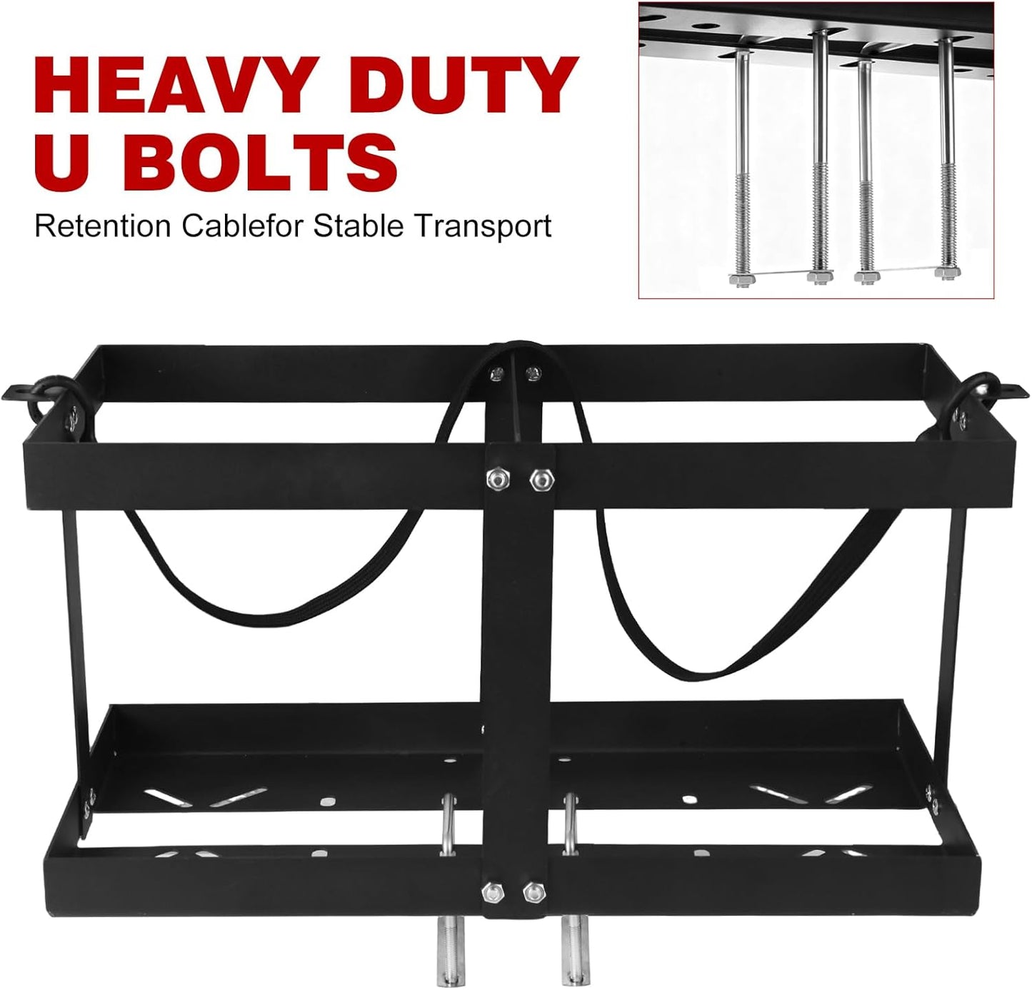Fuel Jug Container Holder,Gas Can Holder For Trailer,with 4 Fixed Columns and Straps,Fits Two 5 Gallon Gas Can,Compatible With VP Racing Fuel Jug 5.5 Gallon
