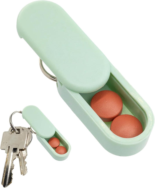 Keychain Pill Holder Single Pack – Lightweight Magnetic Pill Organizer for Daily Medication Storage, Portable Micro Pill Case for Travel, Durable and Discreet (Mint)