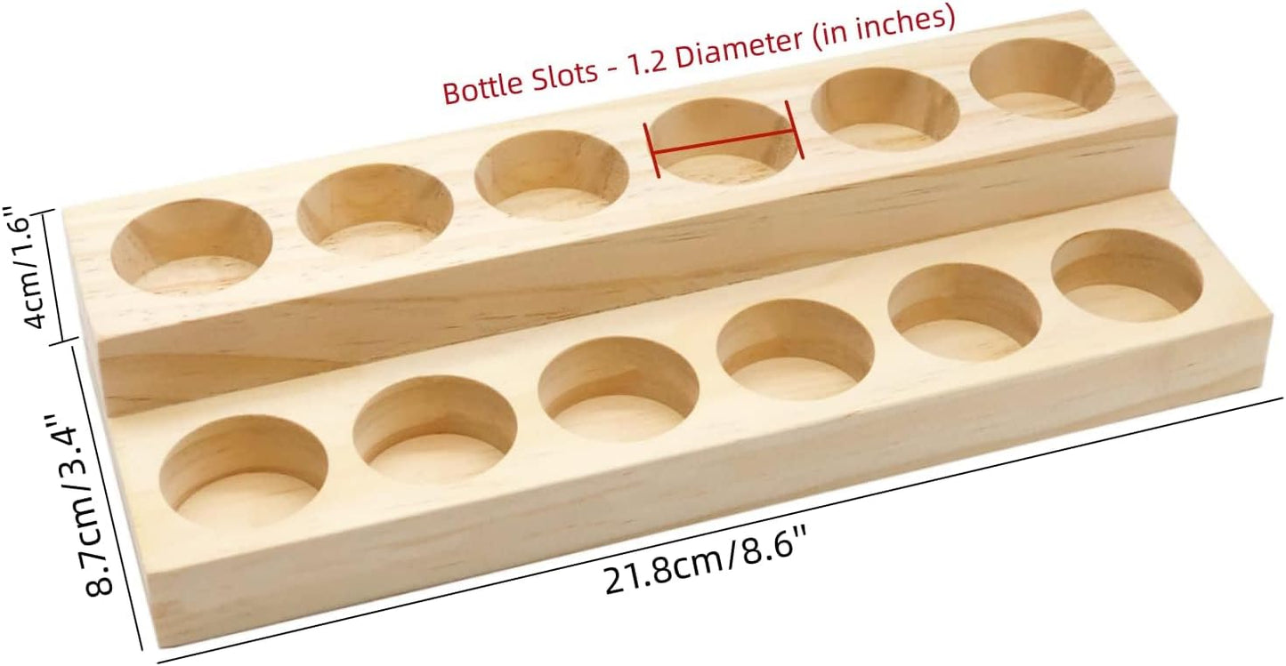 Essential Oil Display Stand Solid Wood Essential Oil Holder with 2 Tier Display Organizer Essential Oils Box Organizer Storage Rack for Organizing Displaying Holds 12 Bottles Shelves for Oil