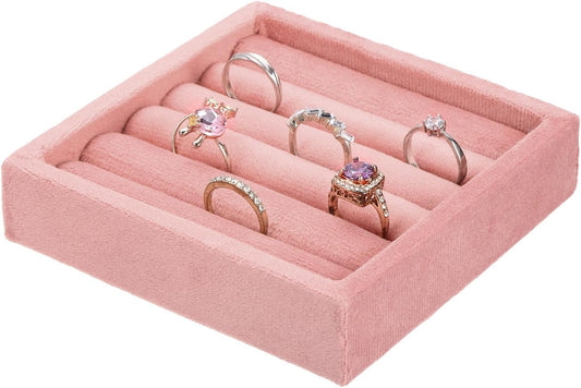 uxcell Stackable Jewelry Storage Tray, Jewelry Tray Drawer Organizer, Small Display Box for Earrings, Necklaces, Rings and Bracelets, Light Pink