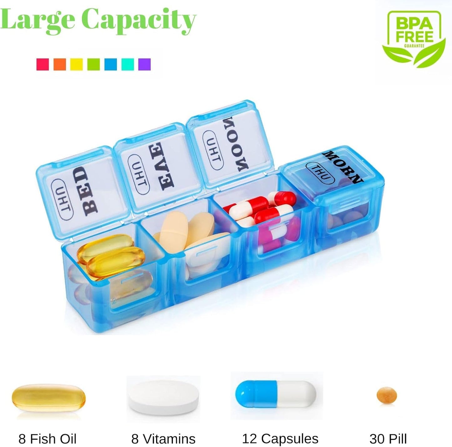 Pill Organizer 4 Times a Day,Premium Weekly Pill Case Medicine Organizer Box 7 Days 28 Compartment to Hold Vitamins Medicine Organizer Box