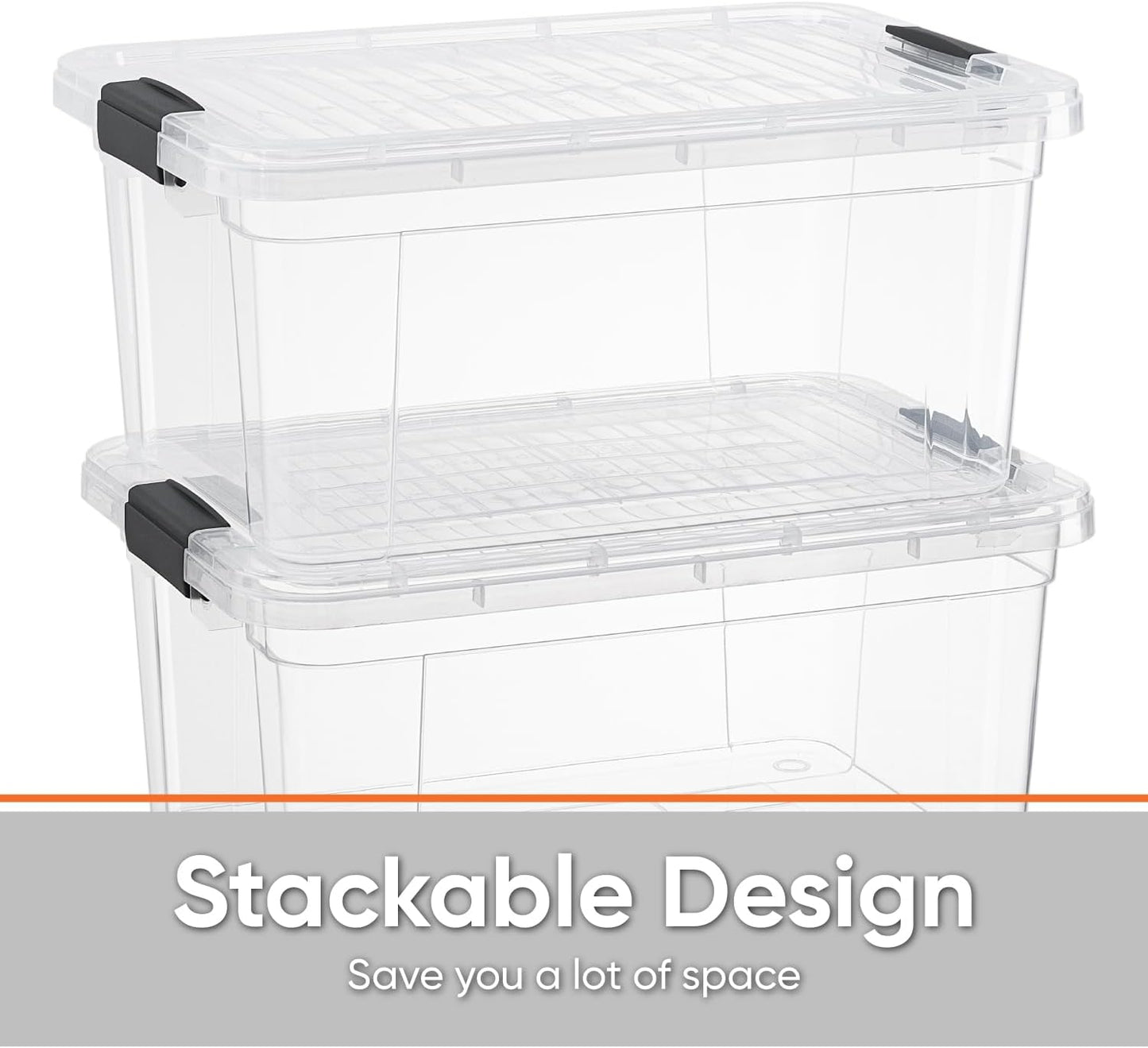 Superio Storage Bins with Lids- 8 Pack, 1.85 Qt Clear Boxes for Organizing, Stackable Plastic Containers- BPA Free, Non-Toxic, Odor Free, Organizer for Home, Office, Dorm