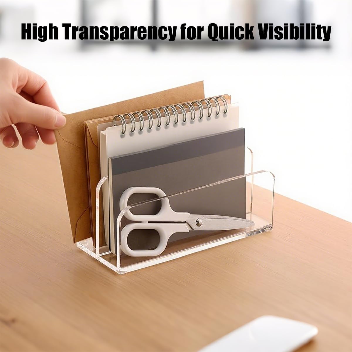 1 Pcs Acrylic Mile Sorter for Desk, 2 Upright Compartments Desk Mail Organizer, Acrylic Mail File Organizer Sorters for Envelope Paper Document, Clear Files Sorter for Office Home, Vertical