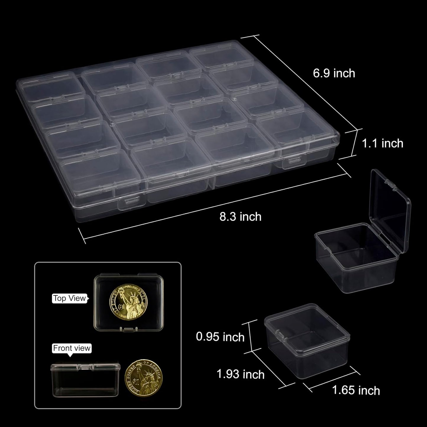 ZIIYAN Bead Storage Containers - 32 Clear Plastic Bead Organizer Boxes with Hinged Lid, Craft Organizers and Storage for Diamond Painting Art, Small Parts, Jewelry Charms
