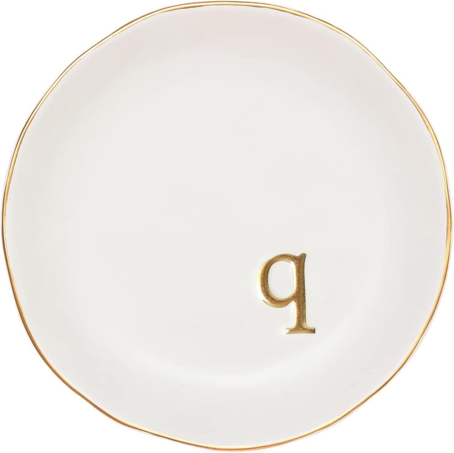 COLLECTIVE HOME - Ceramic Jewelry Tray, Decorative Trinket Dish for Rings Earrings Necklaces Bracelet Watch Keys, Birthday Mother's Day Christmas Gift for Women, 4.75", White Surface (Q)