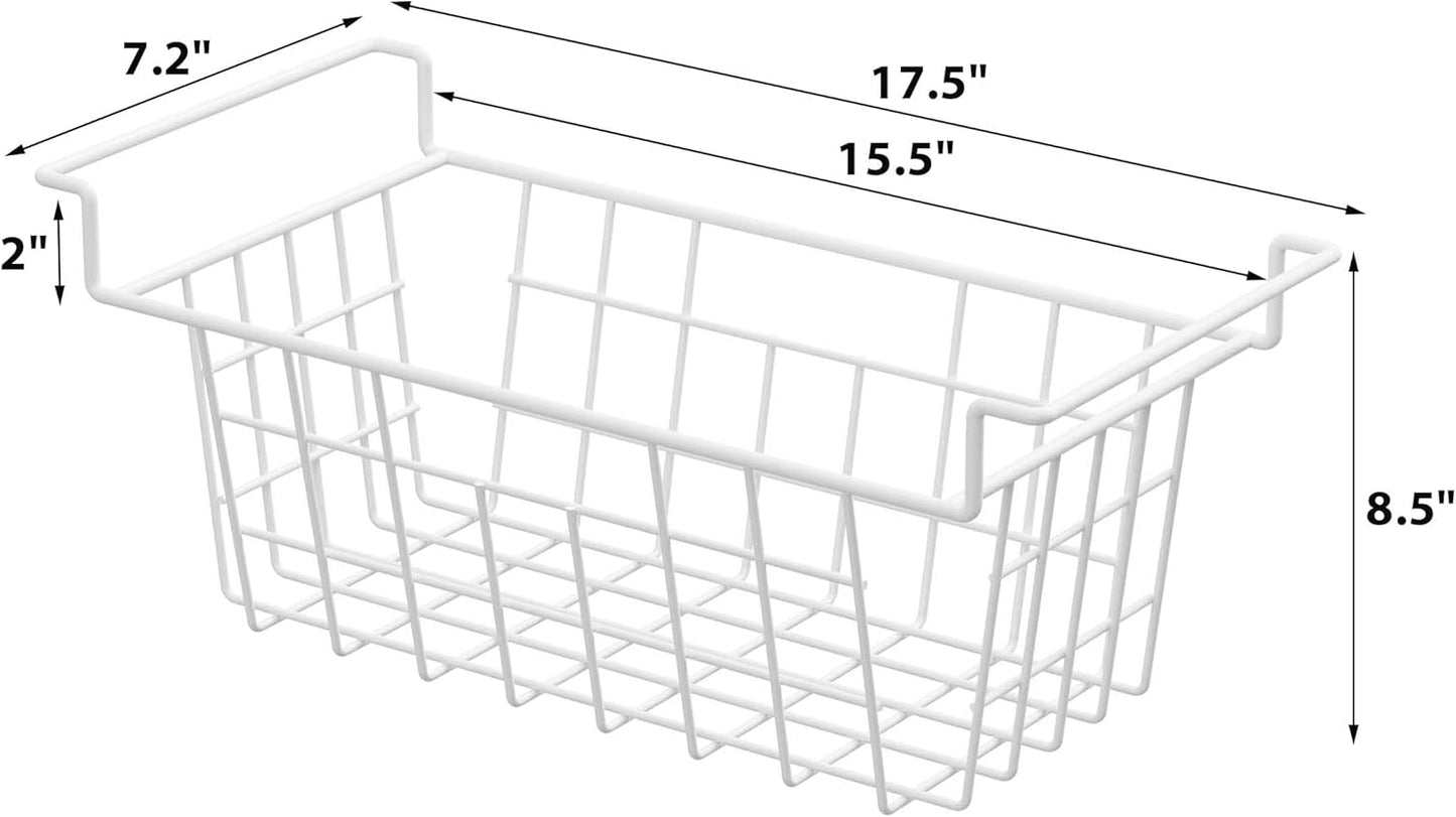 Chest Freezer Organizer Bins, Deep Freezer Basket Storage Wire Metal Hanging Baskets 17.5inch 2Packs