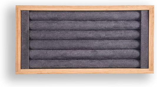 Coward Bamboo Ring Earrings Display Holder Jewelry Storage Tray Organizer (gray)