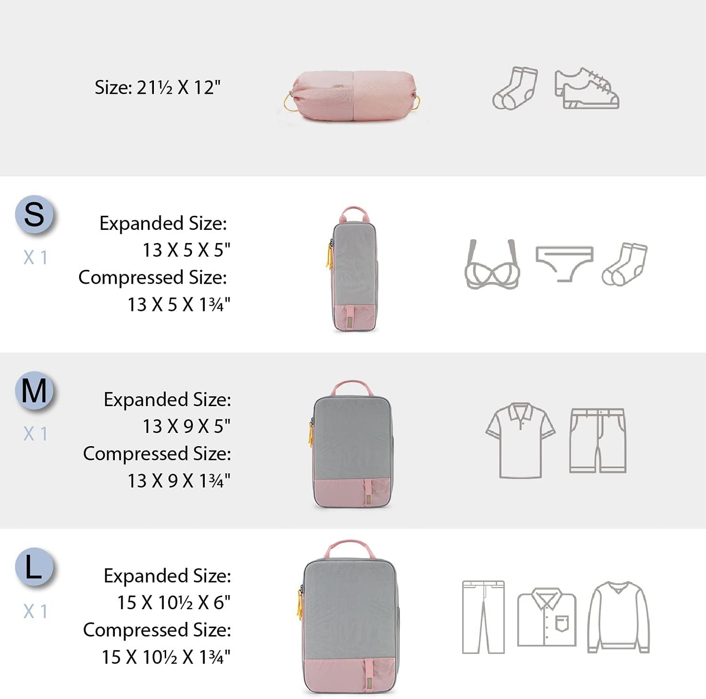 BAGSMART 6 Set /4 Set/2 Set Compression Packing Cubes for Travel, Lightweight Luggage Organizer Bags, Durable Space Saver Bags Travel Essentials