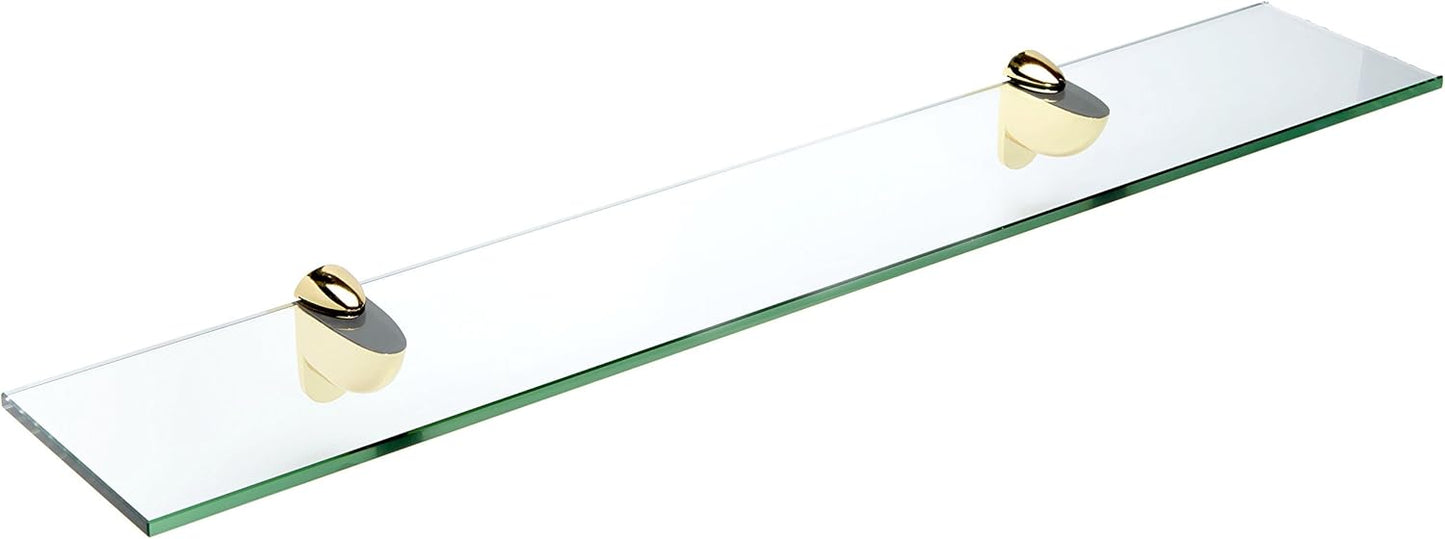 Spancraft Glass Heron Glass Shelf, Brass, 12 x 18