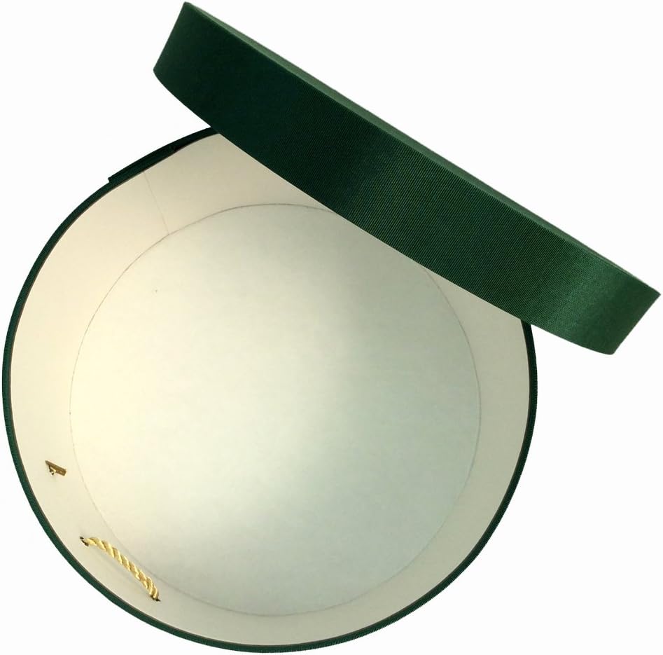 Sarah's Hat Boxes Classic Dark Green Hat Box – 14.75" x 7.5" (Dia. x Ht.) Handmade in USA – Odorless Non-Toxic Adhesive, Cording Handle – Premium Storage for Hats & Accessories