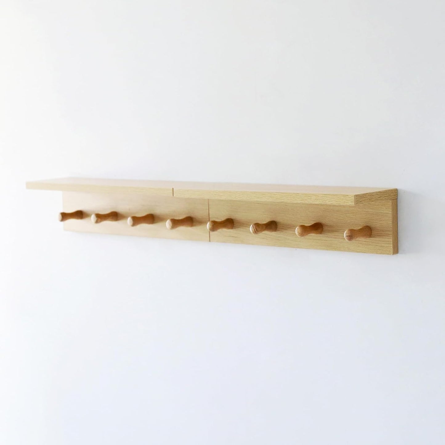Entrance Coat Rack ，Coat Hooks, Wall-Mounted Wooden Hook Rack, Wall-Mounted Shelves are Very Suitable (Oak Colored Finish-2)
