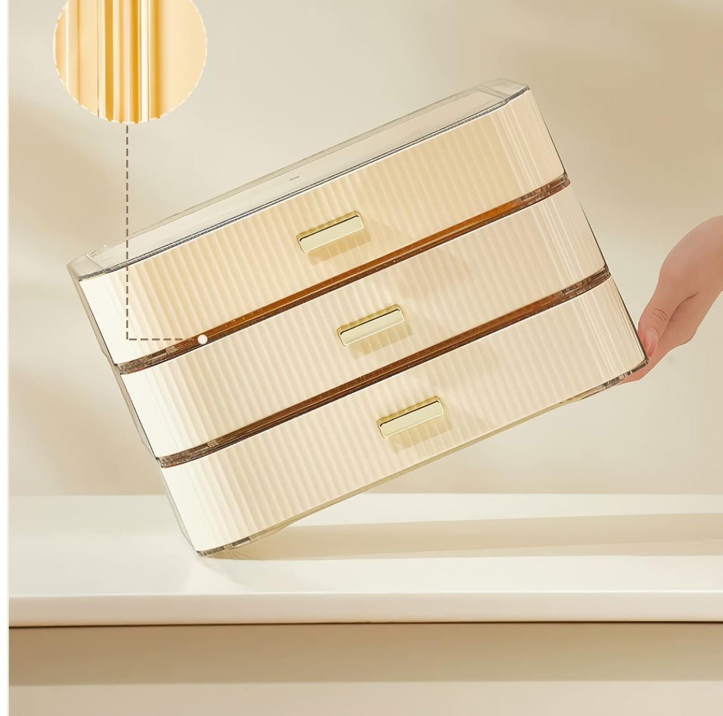 Stackable Plastic Organizer Big & Spacious Drawer | Organize Eyeshadow Palettes, Cosmetics, and Beauty Supplies on a Vanity. White