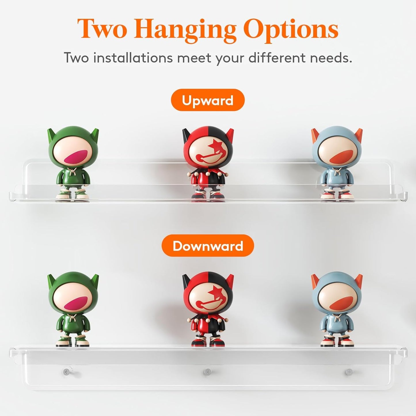 Lifewit Floating Shelves for Wall, 4 Pack 15" Clear Acrylic Shelf Room Decor for Book/Figures/Photo/Makeup in Bathroom, Book Shelf, Living Room, Bedroom, Kitchen Storage and Organization