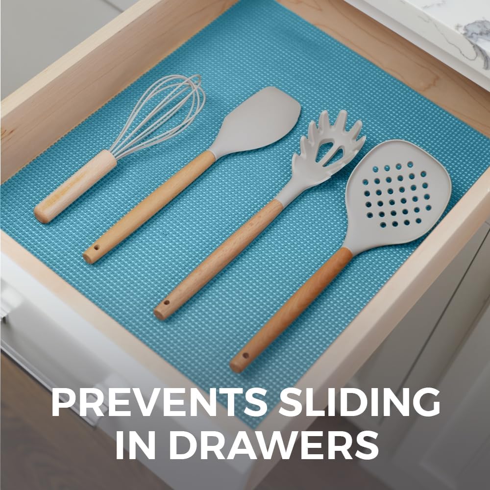 HOME GENIE Shelf Drawer and Cabinet Liner, Durable with Strong Grip, 12 in x 20 FT, Non Adhesive Liners Protect Kitchen Cabinets and Cupboard, Pantry, Bathroom Drawers and Shelves, Desks, Teal