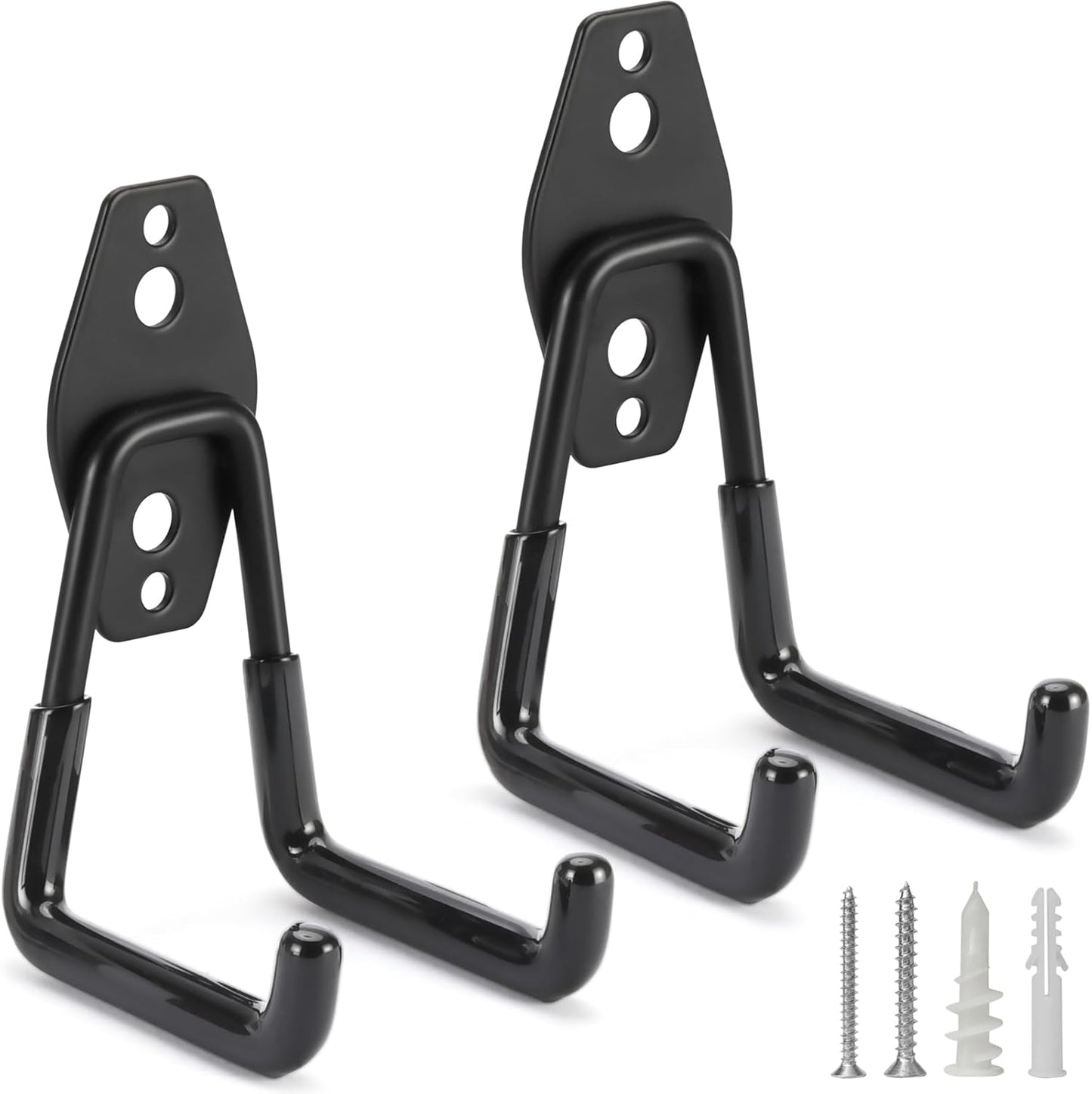 2 Pack Heavy Duty Garage Hooks Storage Organizer Wall Mount Power and Garden Tool Hangers, for Hanging Ladders, Ropes, Hose, Bulk Items