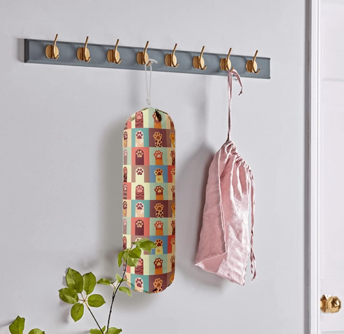 Cat Pattern Grocery Bags Holder Organizer For Shopping Bags，Wall Mount Plastic Bags Storage Container Dispensers, Pet Lovers Home Kitchen Gifts For Women, Family, Friends, Cat Dad, Cat Mom