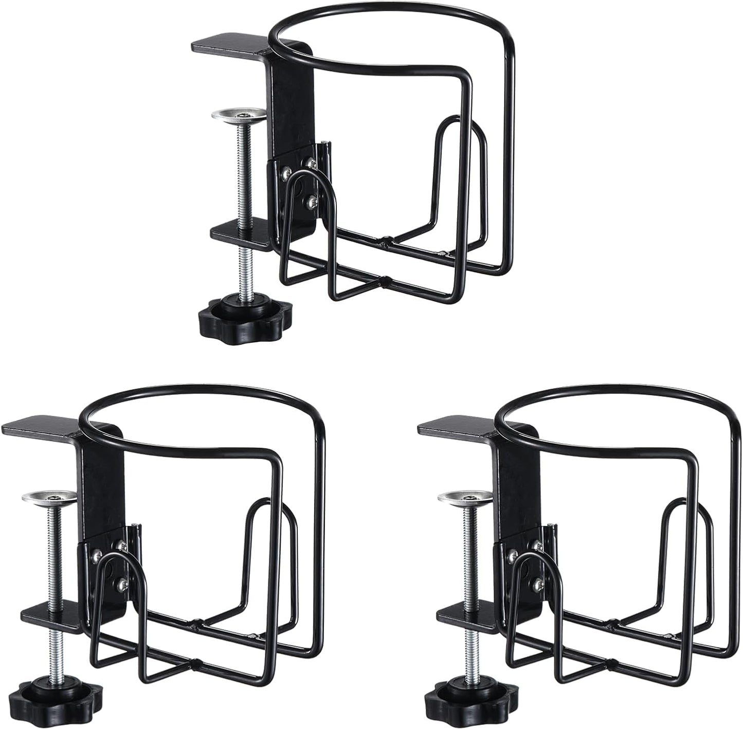 2 Pcs Desk Cup Holders, Anti-Spill Clamp-on Drink Mounts for Table, Adjustable Coffee Bottle Racks for Desks, Tables, Wheelchairs, Support Horizontal or Vertical Surface Mounting