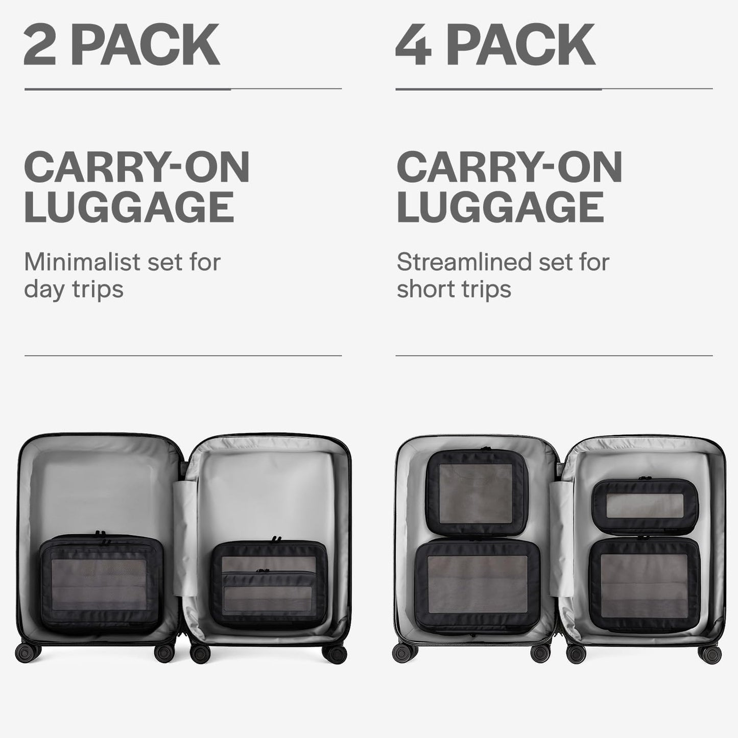 Aerotrunk Compression Packing Cubes for Travel - Luggage Organizer Bags - Double Zipper Packing Cubes for Suitcases (2-Pack, Black)