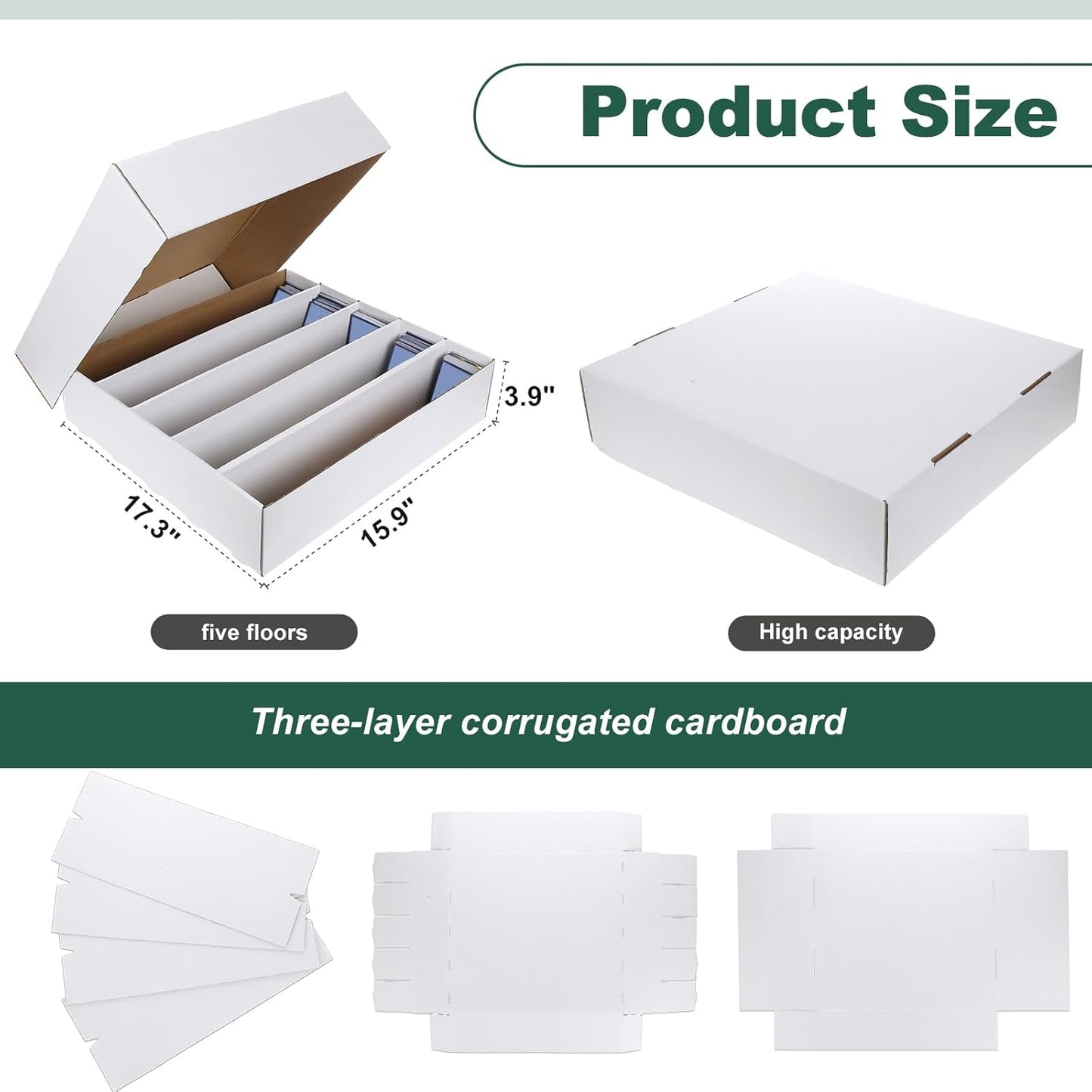 Yexiya 2 Pcs 5000 Count Card Storage Boxes with Divider for Trading and Gaming Cards White Cardboard Holder Collector Organizer for Deck of Play Pieces Sport Basketball Card