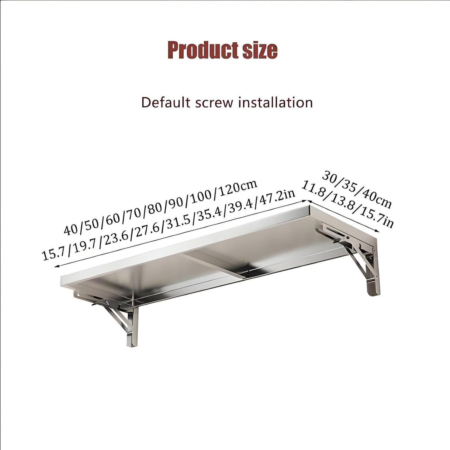 304 stainless steel folding table, wall-mounted folding table, kitchen storage shelf, made of food-grade stainless steel material, suitable for living room, balcony, bathroom, or laundry room.(60*30cm