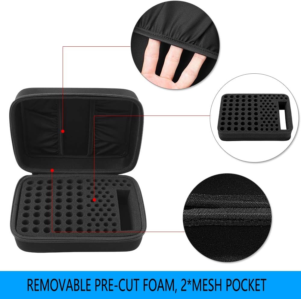 Comecase Battery Organizer Storage Box Case Holder for 48 x AA, 48 x AAA Total 96 Batteries with Battery Tester, Extra 2 Pockets for Other Accessories