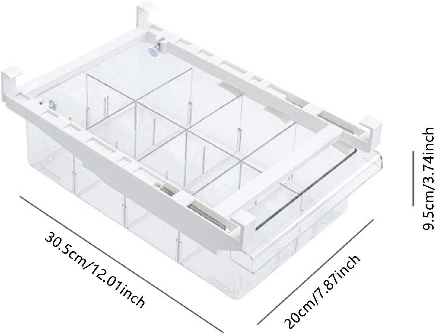 Fridge Drawer Organizer, Refrigerator Organizer Bins, Pull Out with Handle, fridge drawer organizer for Deli Meat, Cheese, Produce and More, Stretchable and Deep Storage (White)