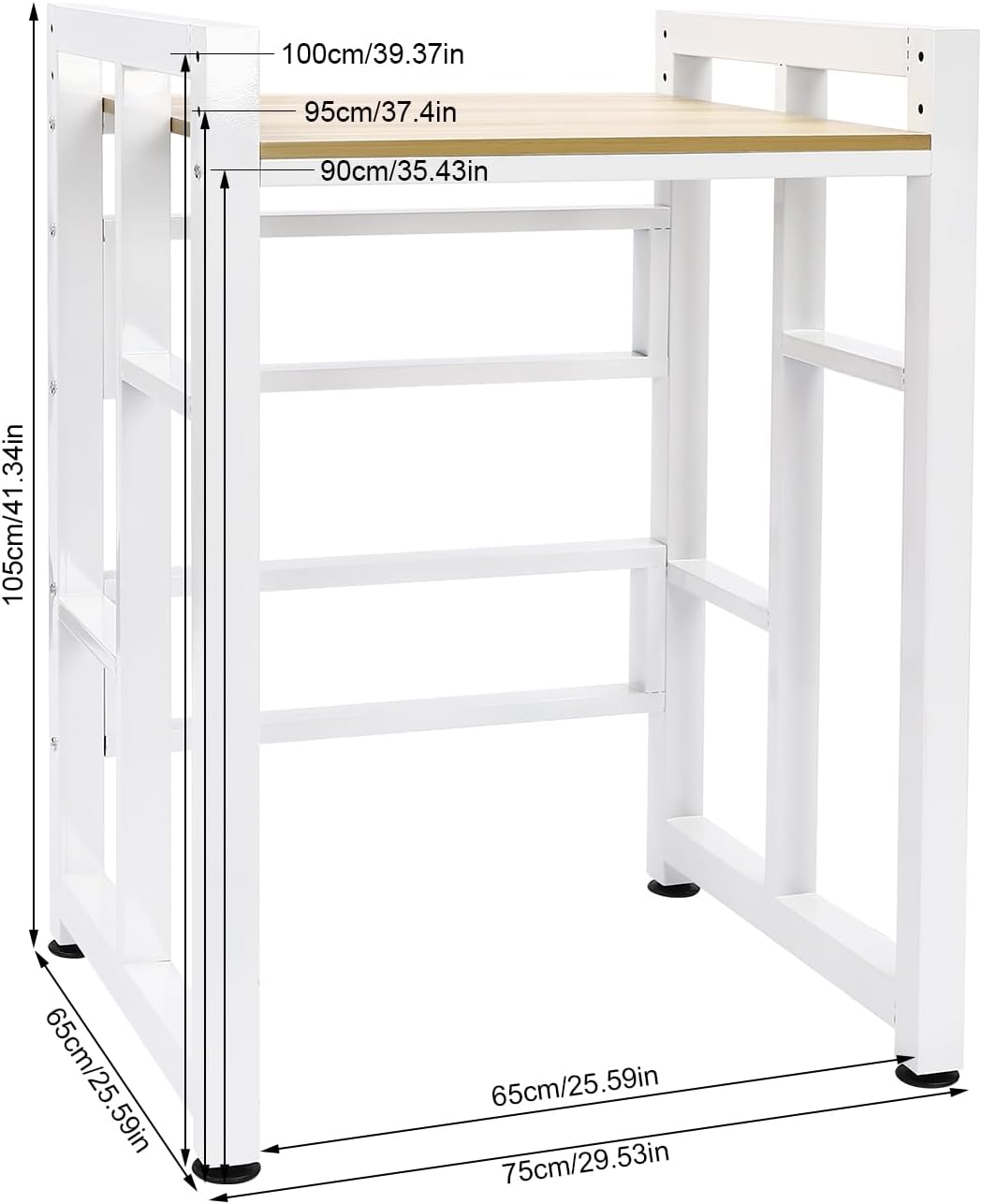 Washer Dryer Stacking Rack Stand, Heavy Duty Washer&Dryer Storage Shelves, Space Saver Stackable Storage Shelf for Laundry Room Apartments Bedrooms (White, Light Walnut)