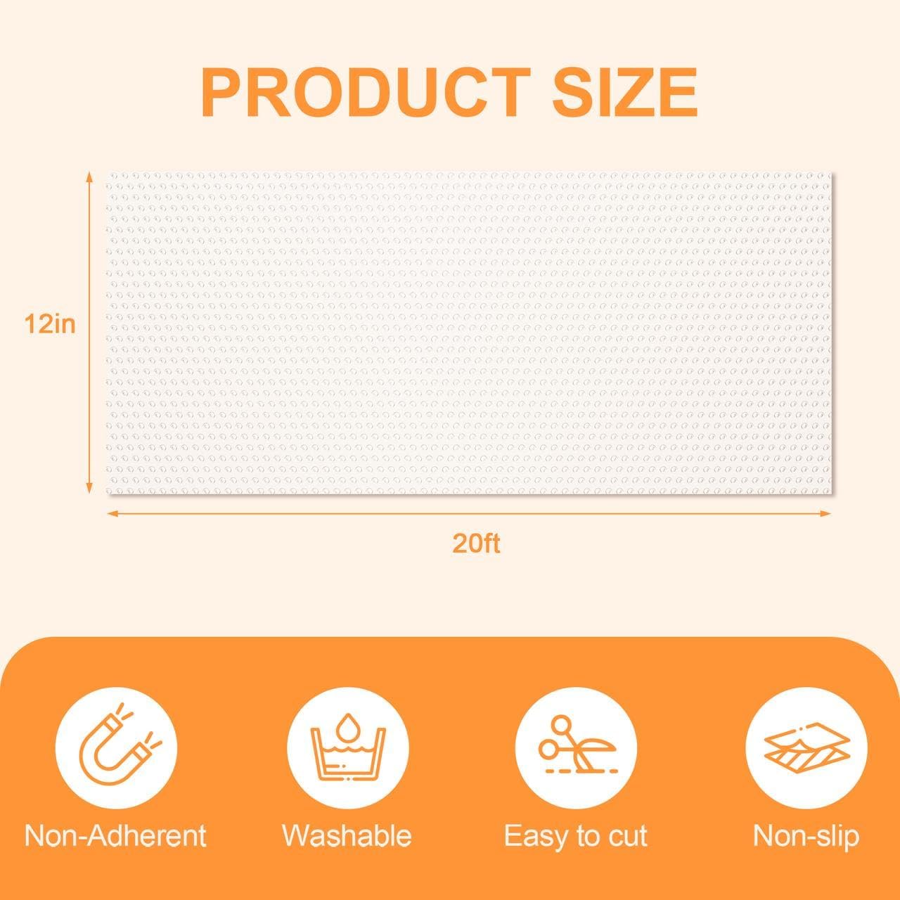 FEXIA Shelf Liner 12 Inch x 20 FT Clear Non Slip Waterproof Cabinet and Drawer Liner for Kitchen Cabinet Refrigerator Pantry Closet Durable Non Adhesive