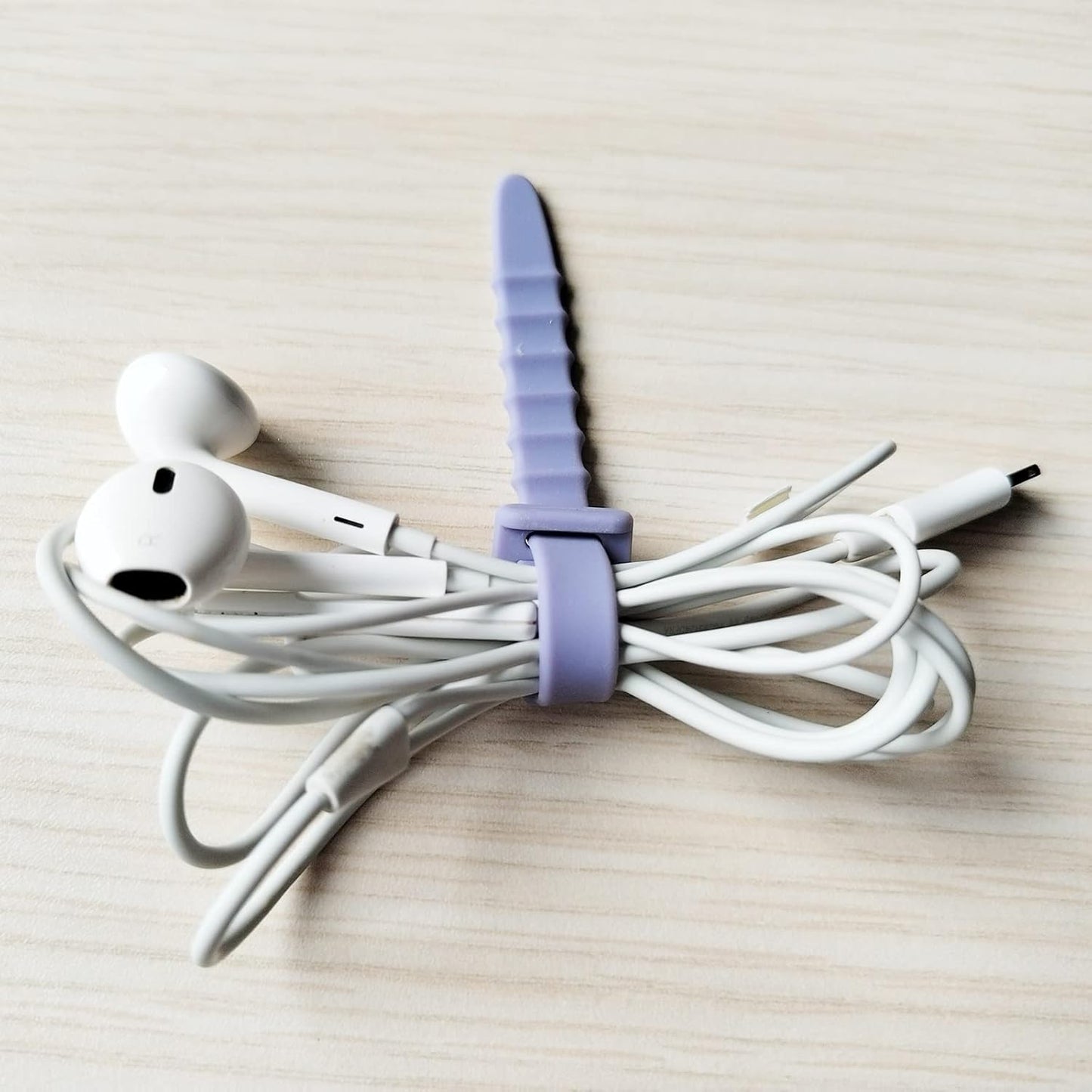 Reusable Silicone Zip Ties Cord Organizer: Silicone Cable Ties Straps for Cable Management - 20PCs 4.5” Purple Elastic Wire Cord Organizer for Home Office and Travel