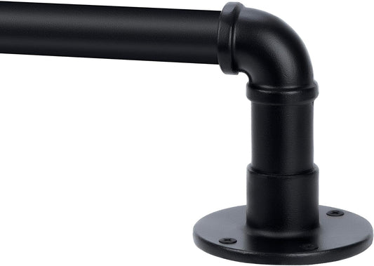 Industrial Curtain Rod, Curtain Rods for Windows 48 to 84 Inch, Rustic Wrap Around Curtain Rod, Fits Blackout Curtain, Indoor and Outdoor, Size: 30-86 Inch