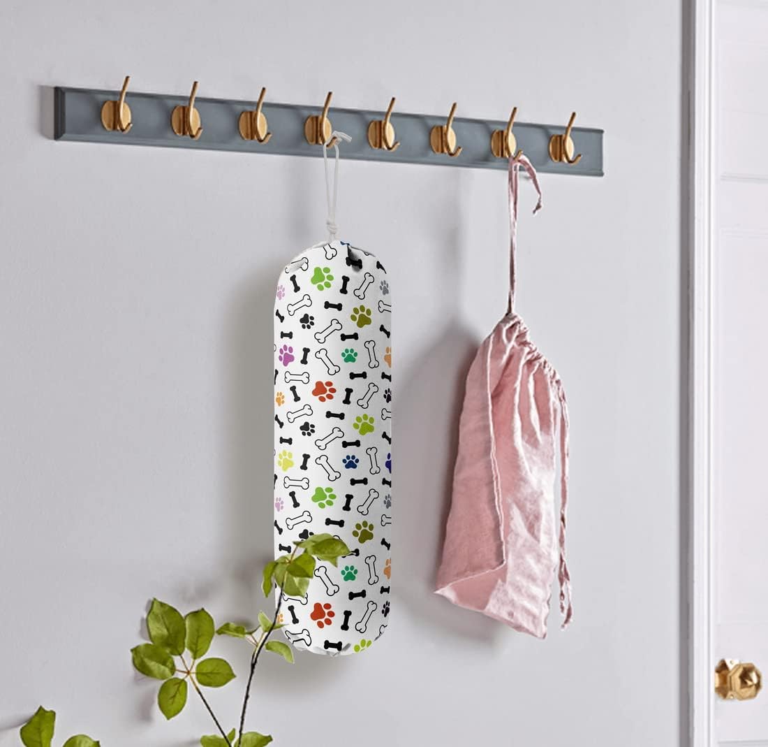 Dog Pattern Grocery Bags Holder & Organizer - Wall Mount Plastic Bags Storage Dispensers - Perfect For Shopping, Kitchen, Home & Gifts